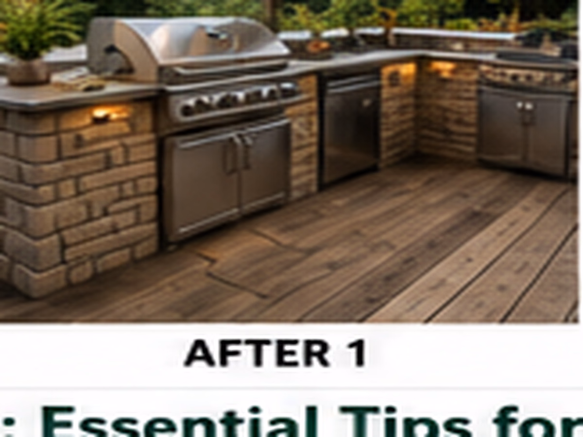 A compact outdoor grill station with prep counter, storage, and overhead cover