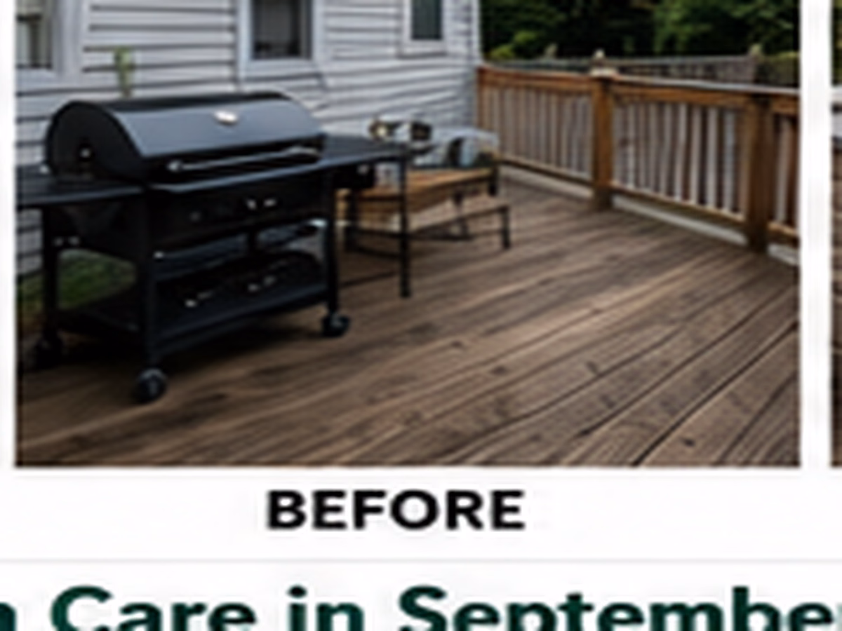 A simple backyard deck with a freestanding grill before an organized prep zone