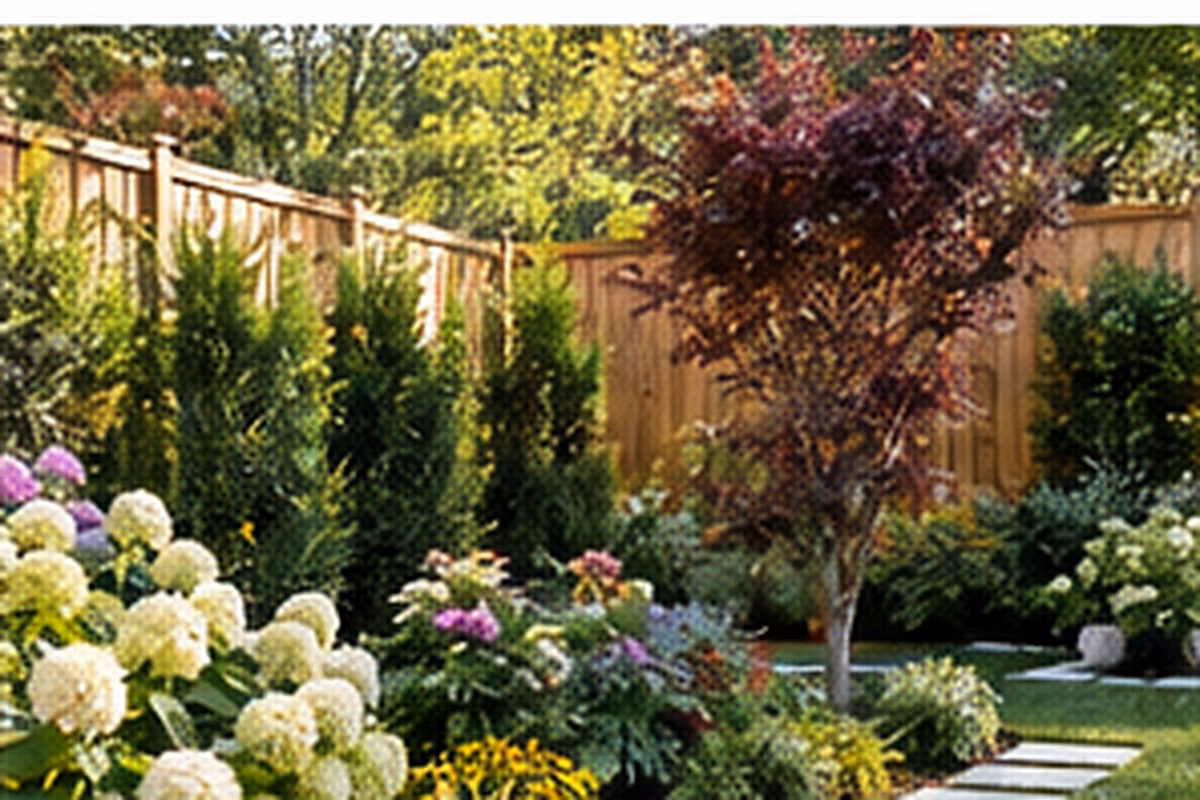 Purple coneflowers and other late-season flowers blooming in a sunny residential garden