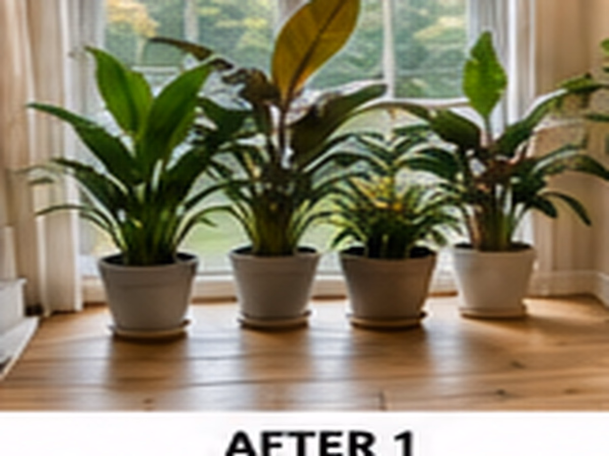 Cleaned and inspected container plants arranged indoors by a bright window