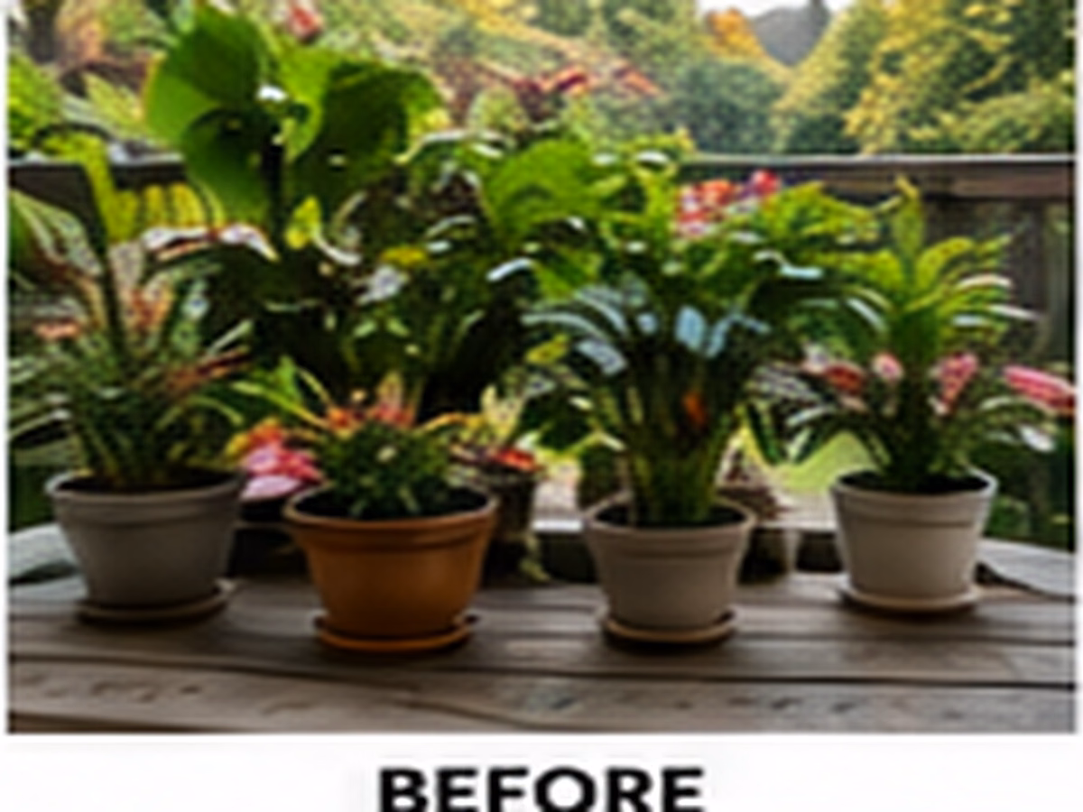 Summer houseplants grouped outside before an indoor pest inspection