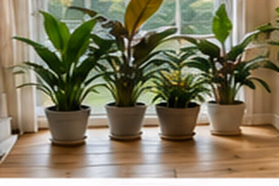 Cleaned and inspected container plants arranged indoors by a bright window