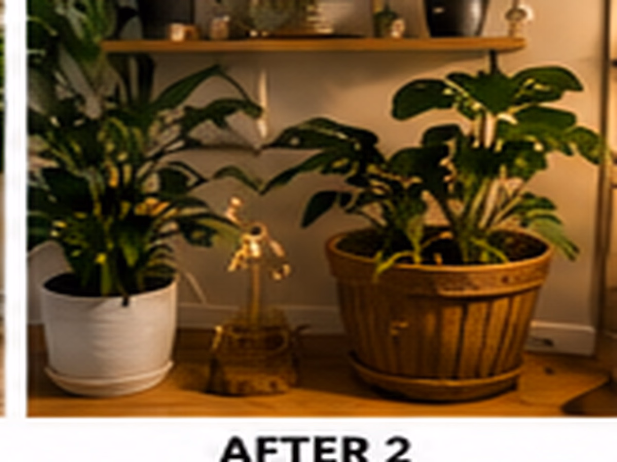 Close-up inspection of a houseplant leaf and pot rim for pests