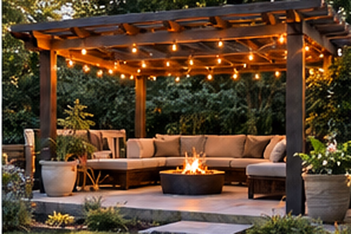 Layered backyard planting bed with shrubs, flowers, and a natural path