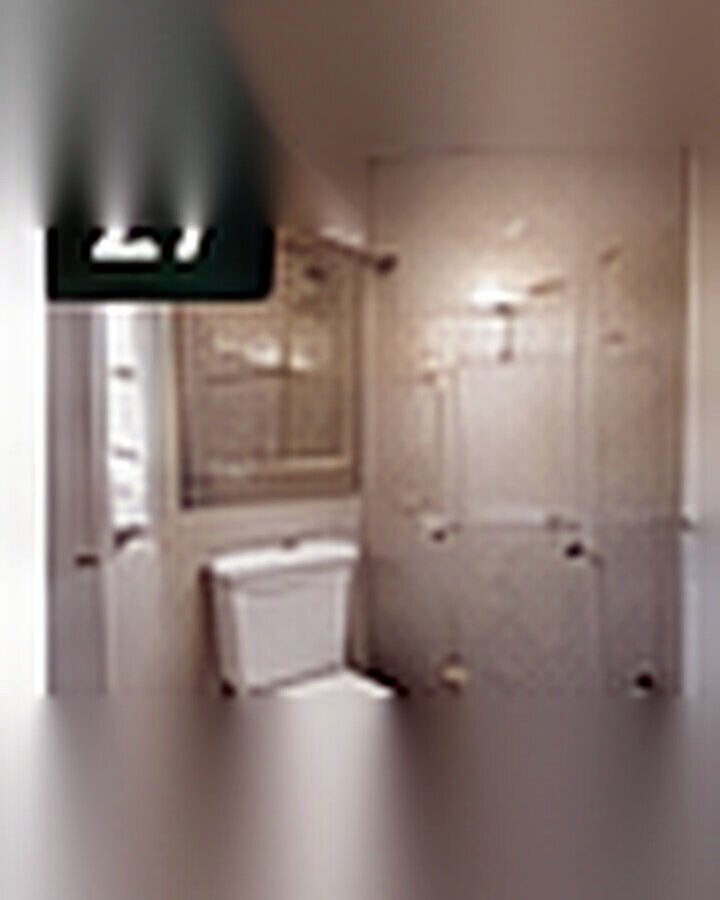 Before transformation: Small Bathroom to Spacious-Feeling Retreat: Use Light, Scale and Storage