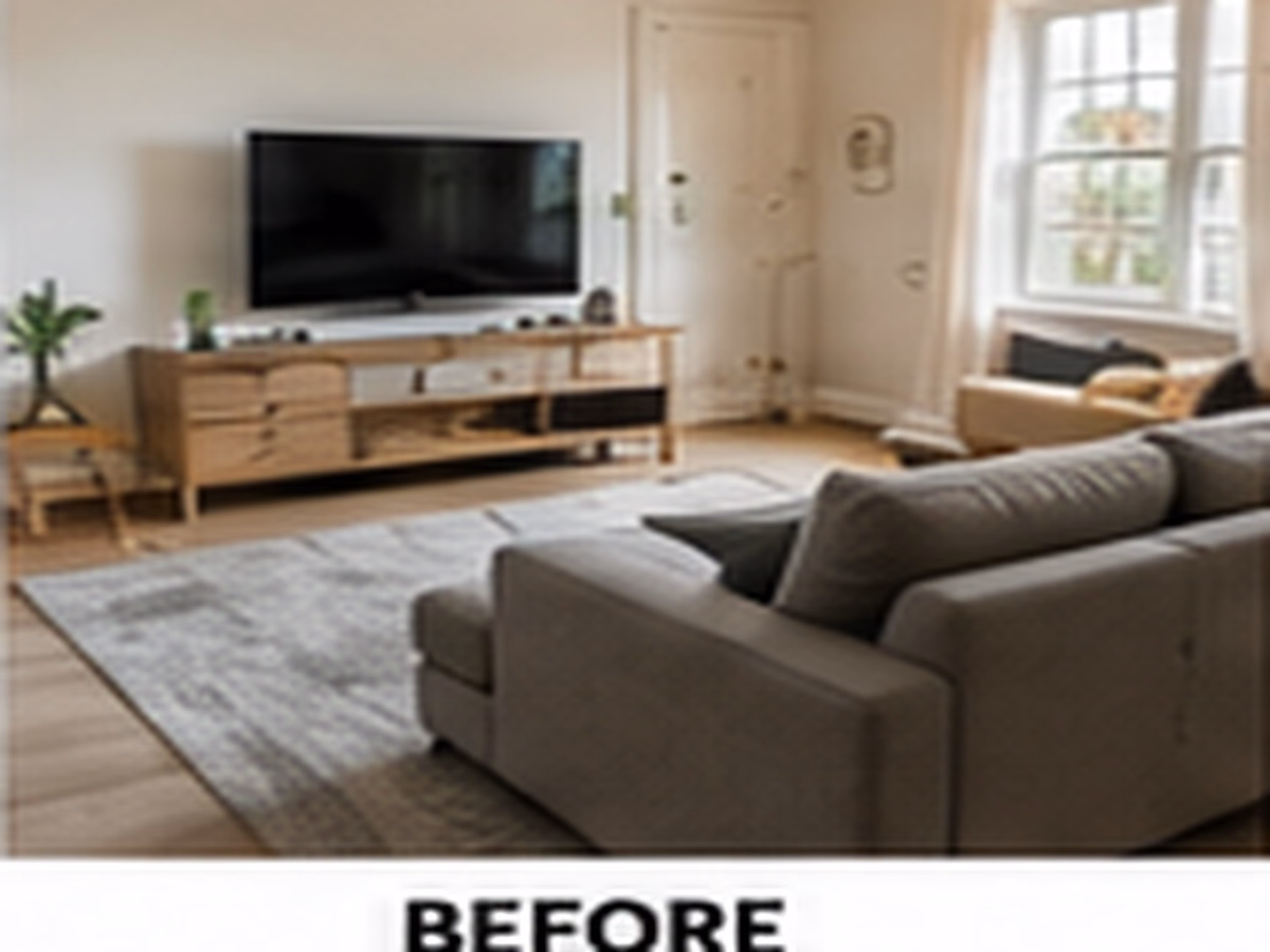 A plain living room before a fall-inspired styling update